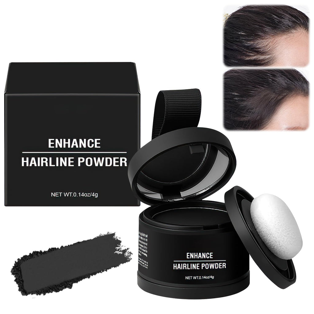 Veronni Hairline Powder - Enhance Thinning Hair Root Touch Up and Gray Coverage for Women & Men (Black 1)